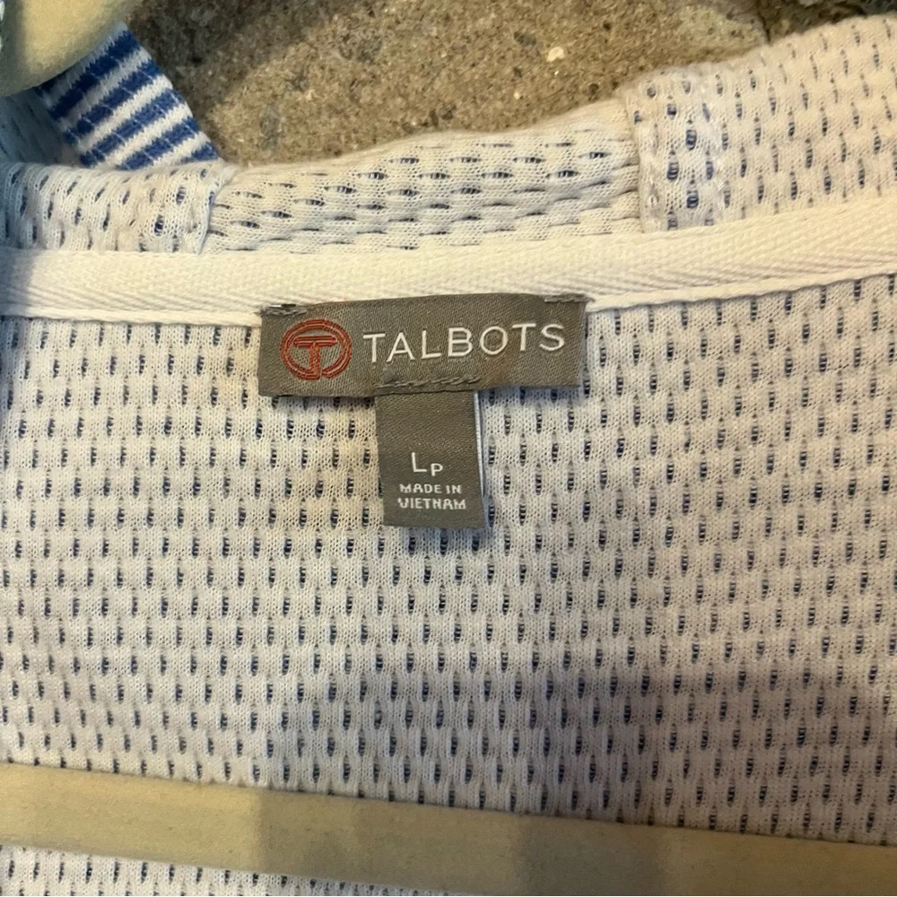 Talbots Navy and White Striped Open-Front Cardigan - Picture 3 of 5